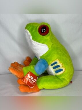 Wild Republic Red-Eyed Tree Frog Plush Green Stuffed Animal Realistic Toy